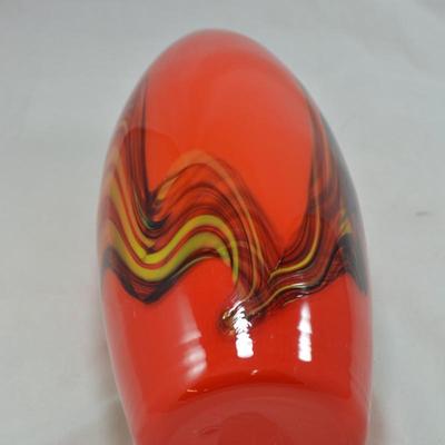 Red with Black Rim MCM Vase Measures 11"