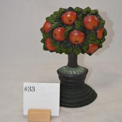 Vintage Cast Iron Apple Tree Doorstop Measures 9.5"x6.5"