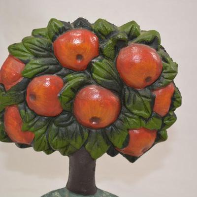 Vintage Cast Iron Apple Tree Doorstop Measures 9.5"x6.5"