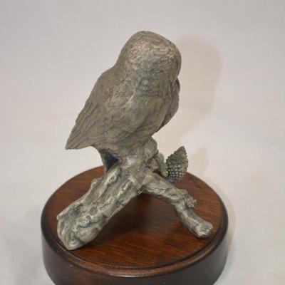 Heavy Pewter Owl on Stand Measures 7"x5"
