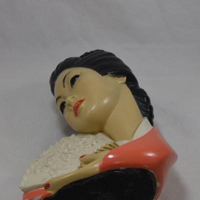 1965 Marwal Chalkware Asian Bust Measures 12"x8"
