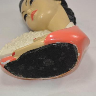1965 Marwal Chalkware Asian Bust Measures 12"x8"