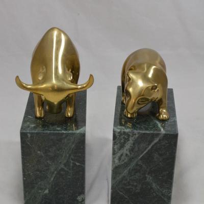 Brass & Marble Merrill Lynch Bull + Bear Bookends
