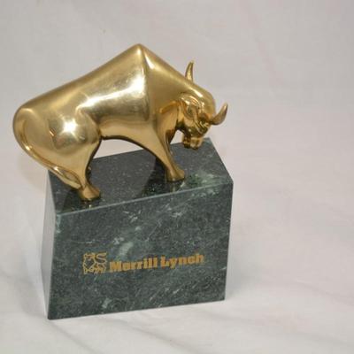 Brass & Marble Merrill Lynch Bull + Bear Bookends