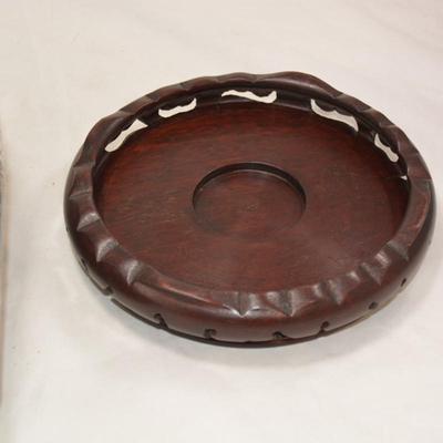 Floral Glazed Asian Vase with Stand