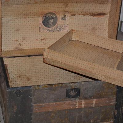 Antique Saratoga Style Trunk with Insert