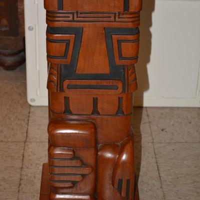 Carved Wooden Maya Themed Chess Set/Board