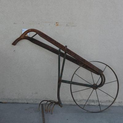 Very Vintage "Superior" Iron and Wood Cultivator