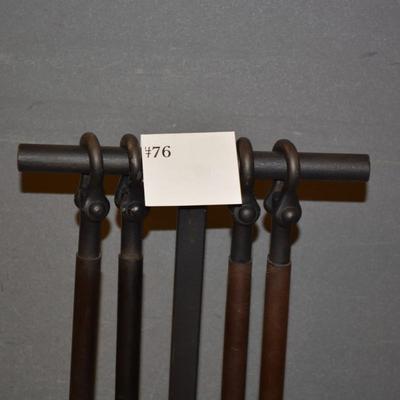 Heavy Duty Iron & Leather Fireplace Set