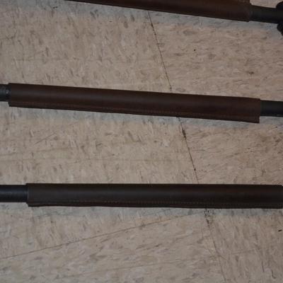 Heavy Duty Iron & Leather Fireplace Set