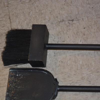 Heavy Duty Iron & Leather Fireplace Set