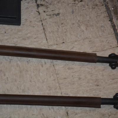 Heavy Duty Iron & Leather Fireplace Set