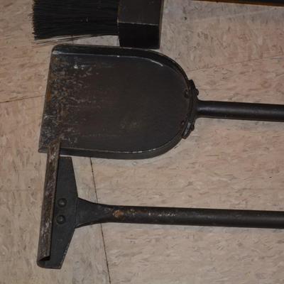 Heavy Duty Iron & Leather Fireplace Set