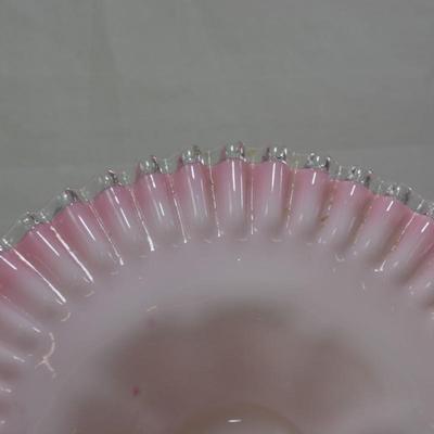 Vintage Fenton Peach Crest Overlay Basket