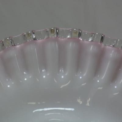 Vintage Fenton Peach Crest Overlay Basket