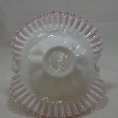 Vintage Fenton Peach Crest Overlay Basket