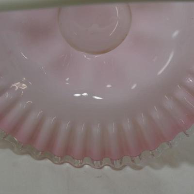 Vintage Fenton Peach Crest Overlay Basket
