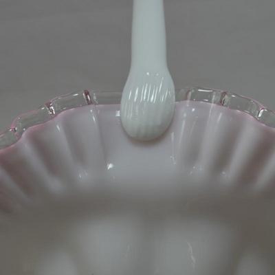 Vintage Fenton Peach Crest Overlay Basket