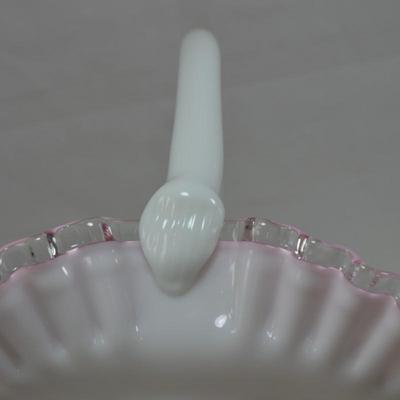 Vintage Fenton Peach Crest Overlay Basket