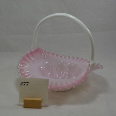 Vintage Fenton Peach Crest Overlay Basket