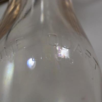 Vintage Wire Milk Basket with 2 Bottles