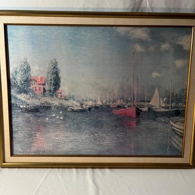The Red Boats Claude Monet Frames Print & Seaside Framed Print (MBR-MG)