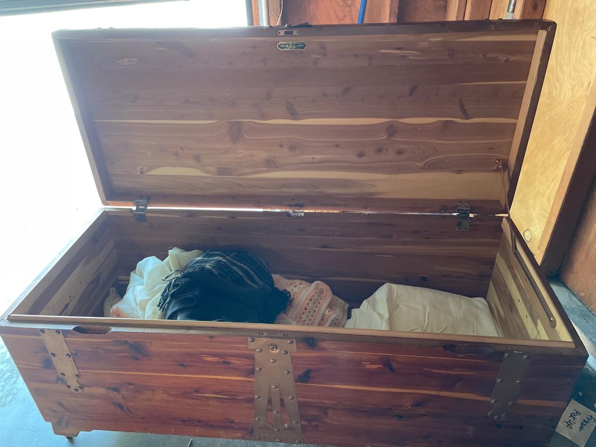 Farley’s cedar chest and blankets