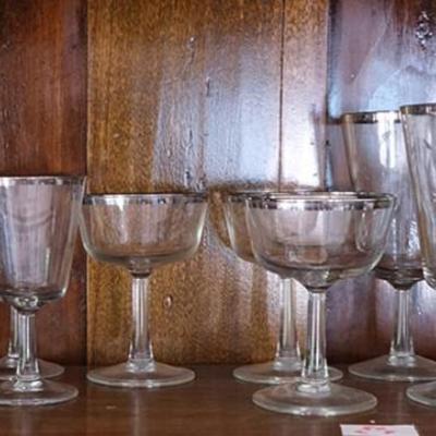 Silver Rimmed Glassware Set