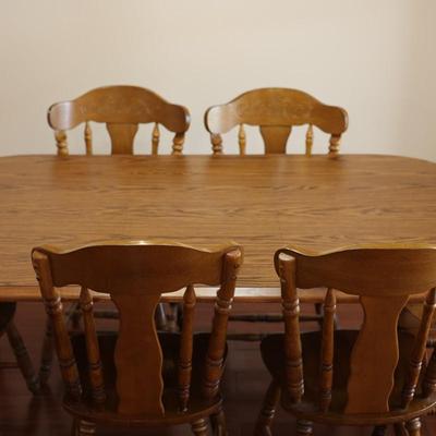 Dining Table With Six (6) Chairs & One (1) Leaf