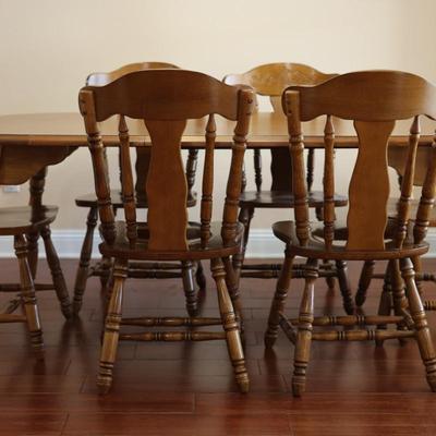 Dining Table With Six (6) Chairs & One (1) Leaf