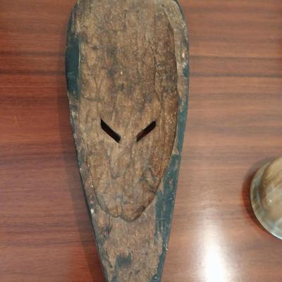 WOODEN GHANA HAND CARVED MASK, MARBLE BOWL AND EGYPTIAN TOMB SOUVENIR