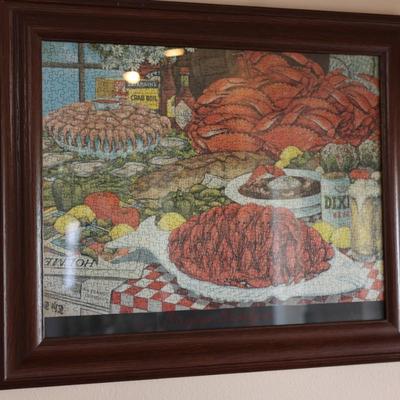 1983 D.H. Holmes New Orleans Framed "Bayou Banquet" Puzzle