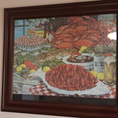 1983 D.H. Holmes New Orleans Framed "Bayou Banquet" Puzzle
