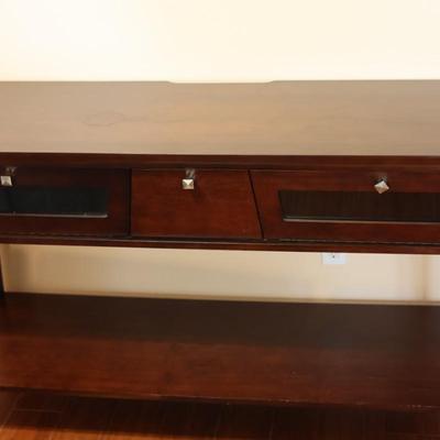 Two Tier Console Table W/ (2) Cabinets & (1) Drawer