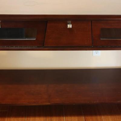 Two Tier Console Table W/ (2) Cabinets & (1) Drawer