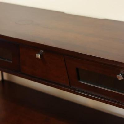 Two Tier Console Table W/ (2) Cabinets & (1) Drawer
