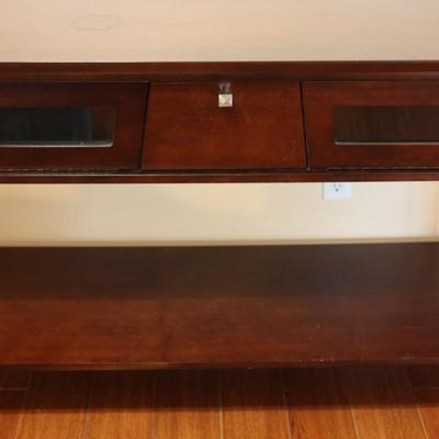 Two Tier Console Table W/ (2) Cabinets & (1) Drawer