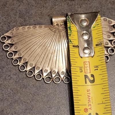 Unmarked Sterling Onyx Cuff and Pendant