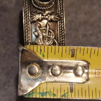 Unmarked Sterling Onyx Cuff and Pendant
