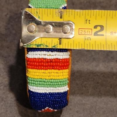Handmade Cherokee Beaded and Leather Bracelet