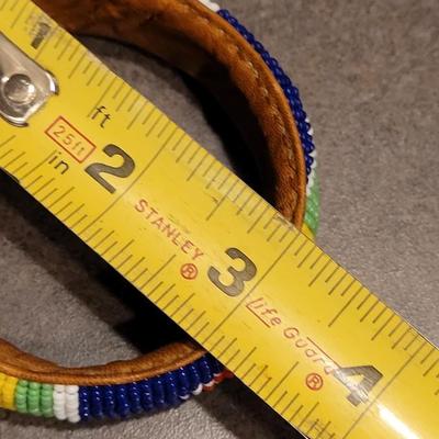 Handmade Cherokee Beaded and Leather Bracelet