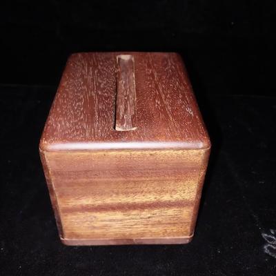 SMALL WOOD SLAB BOX AND A PUZZLE BOX?