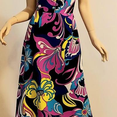 Vtg Brunetta Classic Trinidad & Tobago Maxi  printed Besuty