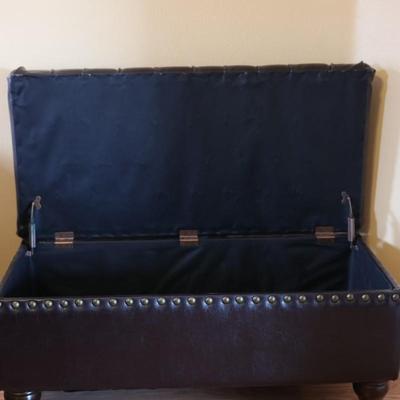 Espresso Faux Leather Tufted Storage Bench