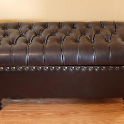 Espresso Faux Leather Tufted Storage Bench