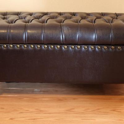 Espresso Faux Leather Tufted Storage Bench