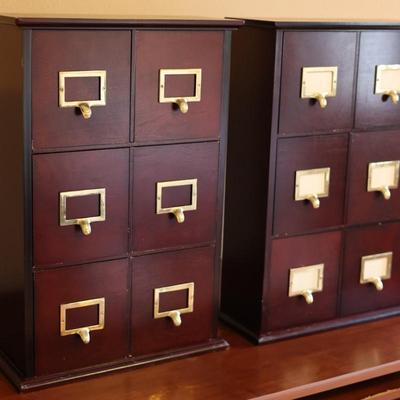 (2) Wooden Catalog Office File W/ Window Slots