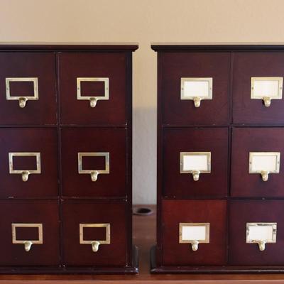 (2) Wooden Catalog Office File W/ Window Slots