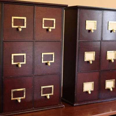 (2) Wooden Catalog Office File W/ Window Slots