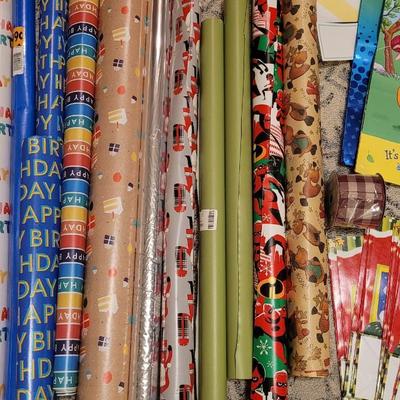 Wrapping Paper, Gift Bags, Ribbon, and Tags Lot